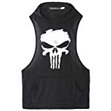 ROBO Mens Workout Skull Print Sleeveless Hooded Tank Tops Gym Hoodies Cool and Muscle Cut M-2XL by ROBO
