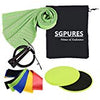 Home Exercise Bundle. Jump Rope, Mini Resistance Bands Set, Core Sliding Glides and Cooling Towel. For Legs Butt Glutes Yoga Pilates CrossFit Strength Therapy Fitness Workout for Men and Women by SGPURES